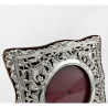 Decorative Square Edwardian Sterling Silver Photo Frame with Round Aperture