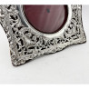 Decorative Square Edwardian Sterling Silver Photo Frame with Round Aperture