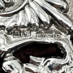 Decorative Square Edwardian Sterling Silver Photo Frame with Round Aperture