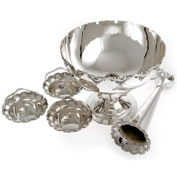 Decorative Edwardian Silver Centre Piece with Three Hanging Baskets