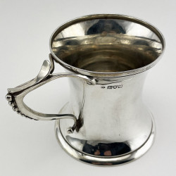 Unusual Shaped Edwardian Sterling Silver Mug with Scroll Handle