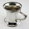 Unusual Shaped Edwardian Sterling Silver Mug with Scroll Handle