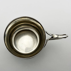 Unusual Shaped Edwardian Sterling Silver Mug with Scroll Handle