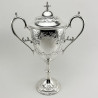 Victorian Silver Plated Lidded Trophy Cup with Two Vacant Cartouche (1890)