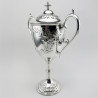 Victorian Silver Plated Lidded Trophy Cup with Two Vacant Cartouche