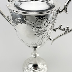 Victorian Silver Plated Lidded Trophy Cup with Two Vacant Cartouche
