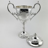 Victorian Silver Plated Lidded Trophy Cup with Two Vacant Cartouche