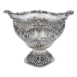 Oval Silver Pierced Bowl with Cast Floral Mounts (c.1923)