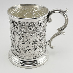 Decorative Victorian Silver Plated Mug Depicting Mother and Child (c.1890)