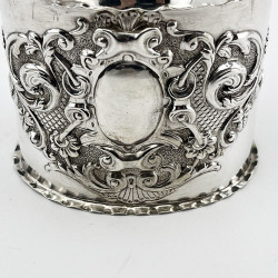 Pretty Victorian Oval Sterling Silver Tea Caddy with Pull Off Lid