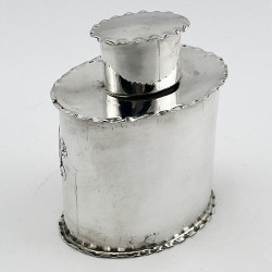 Pretty Victorian Oval Sterling Silver Tea Caddy with Pull Off Lid