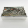 Silver Plated Cigar or Trinket Box Depicting a Hunting Scene on the Lid