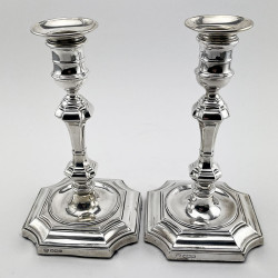 Pair of George II Style Sterling Silver Candlesticks 1929