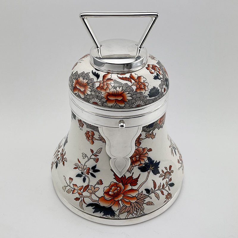 Bell Shaped Copeland China and Silver Plated Biscuit Barrel c.1885