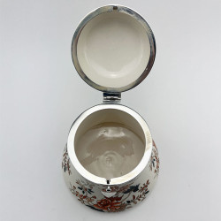 Bell Shaped Copeland China and Silver Plated Biscuit Barrel