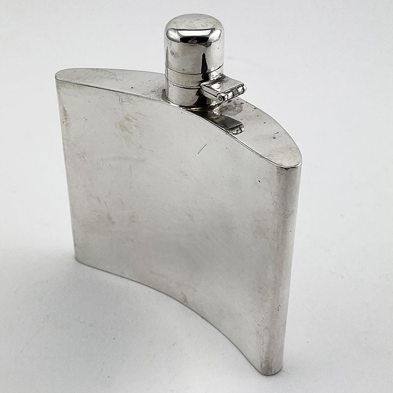 Smart Plain Walker & Hall Sterling Silver Hip Flask 1931