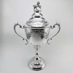 Very Large Victorian Silver Plated Lidded Trophy Cup (c.1895)