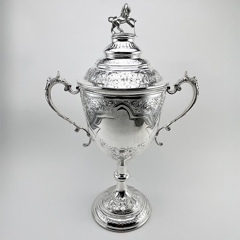Very Large Victorian Silver Plated Lidded Trophy Cup (c.1895)