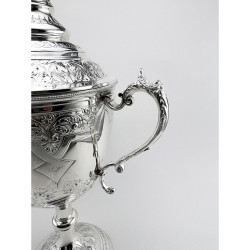 Very Large Victorian Silver Plated Lidded Trophy Cup