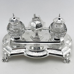 Large Victorian Martin & Hall Silver Plated Double Inkstand (c.1890)