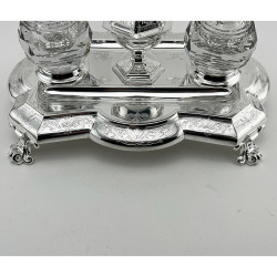 Large Victorian Martin & Hall Silver Plated Double Inkstand