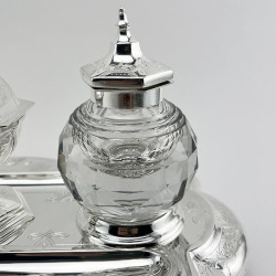 Large Victorian Martin & Hall Silver Plated Double Inkstand