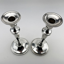 Elegant Pair of Georgian Style Sterling Silver Candlesticks