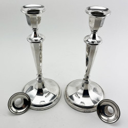 Elegant Pair of Georgian Style Sterling Silver Candlesticks