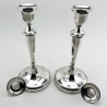 Elegant Pair of Georgian Style Sterling Silver Candlesticks