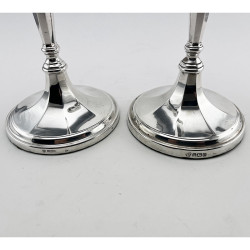 Elegant Pair of Georgian Style Sterling Silver Candlesticks