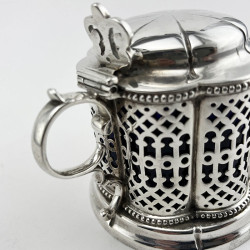 Pierced Victorian Sterling Silver Mustard Pot