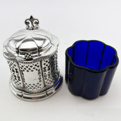 Pierced Victorian Sterling Silver Mustard Pot