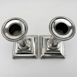 Elegant Pair Edwardian Sterling Silver Candlesticks