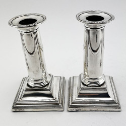 Elegant Pair Edwardian Sterling Silver Candlesticks (1906)