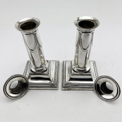 Elegant Pair Edwardian Sterling Silver Candlesticks