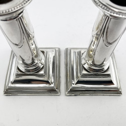 Elegant Pair Edwardian Sterling Silver Candlesticks