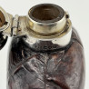 Edwardian Sterling Silver and Leather Crocodile Style Hip Flask