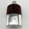 Edwardian Sterling Silver and Leather Crocodile Style Hip Flask