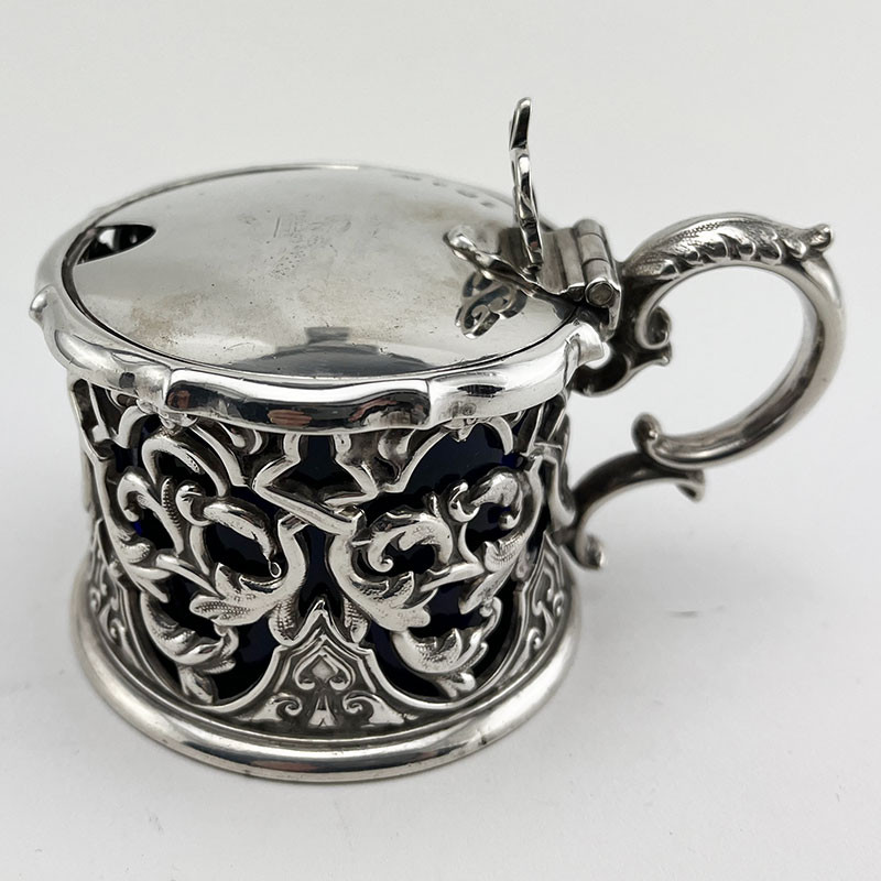 Ornate Early Victorian Sterling Silver Mustard Pot (1844)