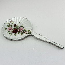 Floral Pattern Enamel and Sterling Silver Hand Mirror (1959)