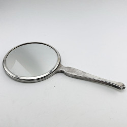 Floral Pattern Enamel and Sterling Silver Hand Mirror