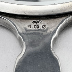 Floral Pattern Enamel and Sterling Silver Hand Mirror