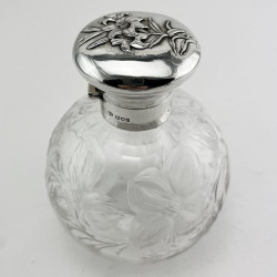 Edwardian William Comyns Sterling Silver Topped Perfume Bottle