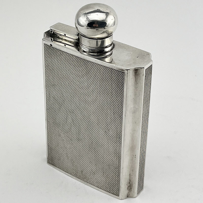 Good Quality and Gauge Sterling Silver Hip Flask (1969)