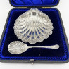 Pretty Boxed Sterling Silver Butter Dish and Spoon