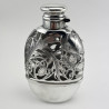 Floral Pattern Oval Sterling Silver Hip Flask (c.1920)