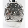 Floral Pattern Oval Sterling Silver Hip Flask