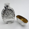 Floral Pattern Oval Sterling Silver Hip Flask