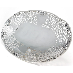 Oval Pierced Silver Dish by Walker & Hall