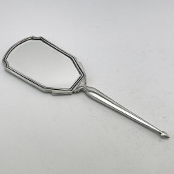 Smart Art Deco Style Sterling Silver Hand Mirror
